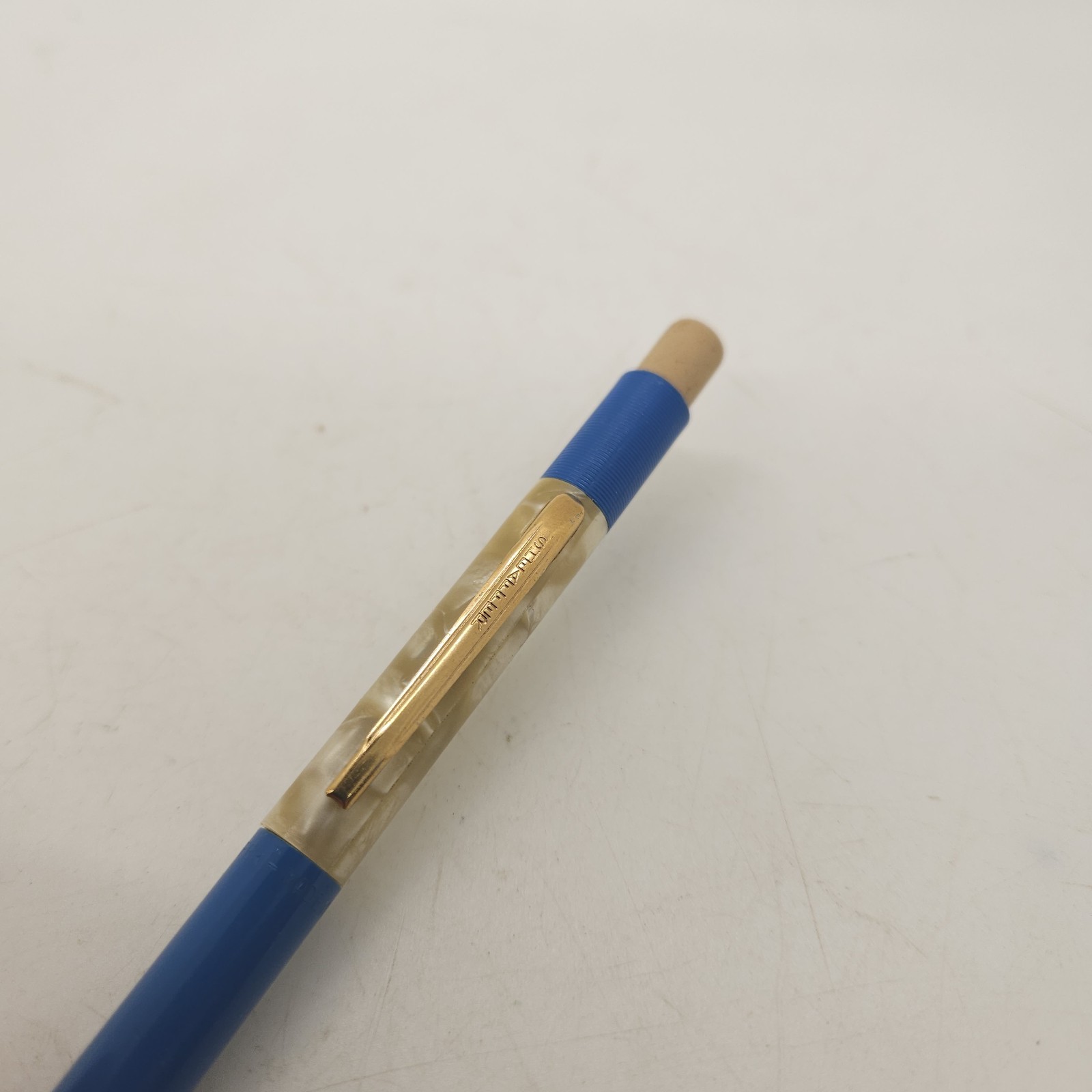 Sheaffer Vintage Mechanical Pencil 1970’s Blue Iridescent With Gold Trim