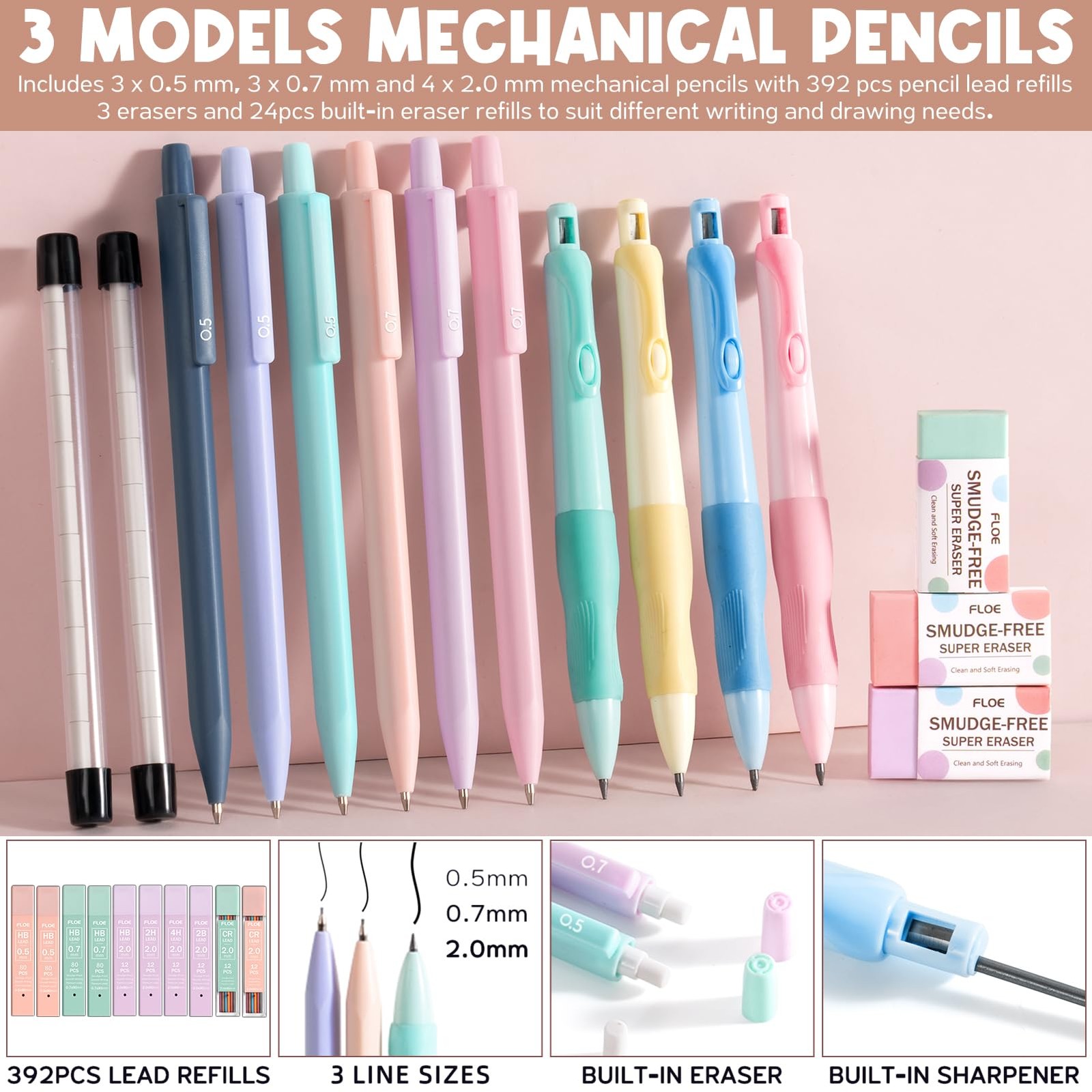 65PCS Aesthetic School Supplies with Cute Pencil Case, Pastel Highlighters Ge…