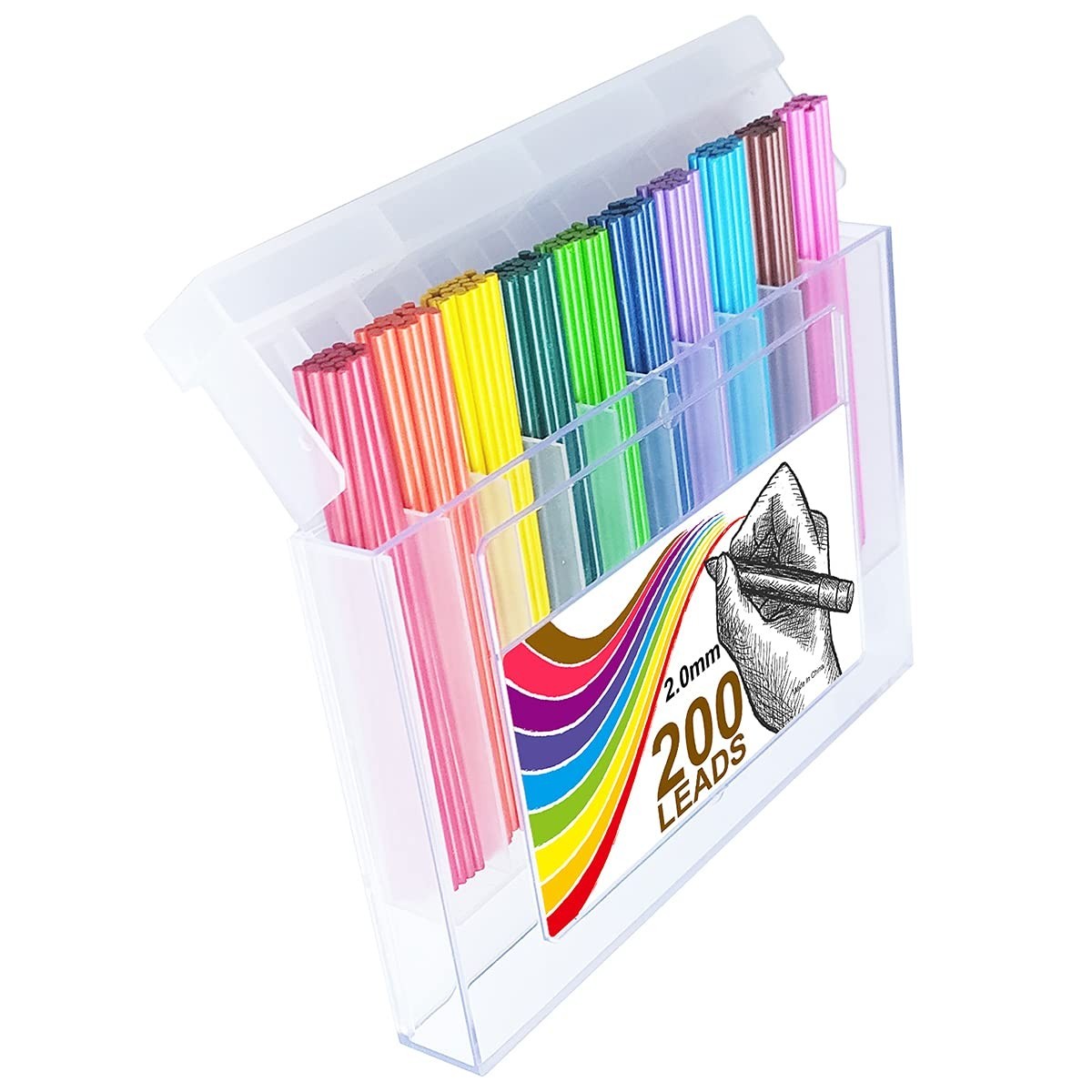 200pcs 2.0mm Mechanical Pencil Lead – 10 Unique Colors for Drawing & Sketching S