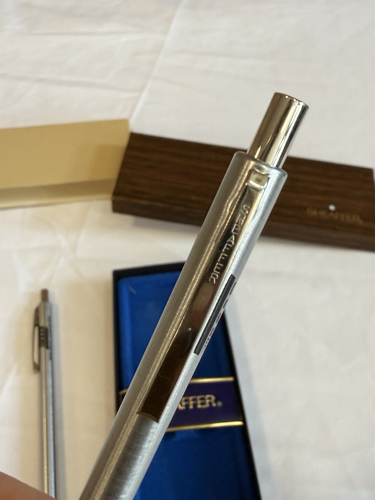 Sheaffer Vintage White Dot Silver Ballpoint Pen & Mechanical Pencil Set