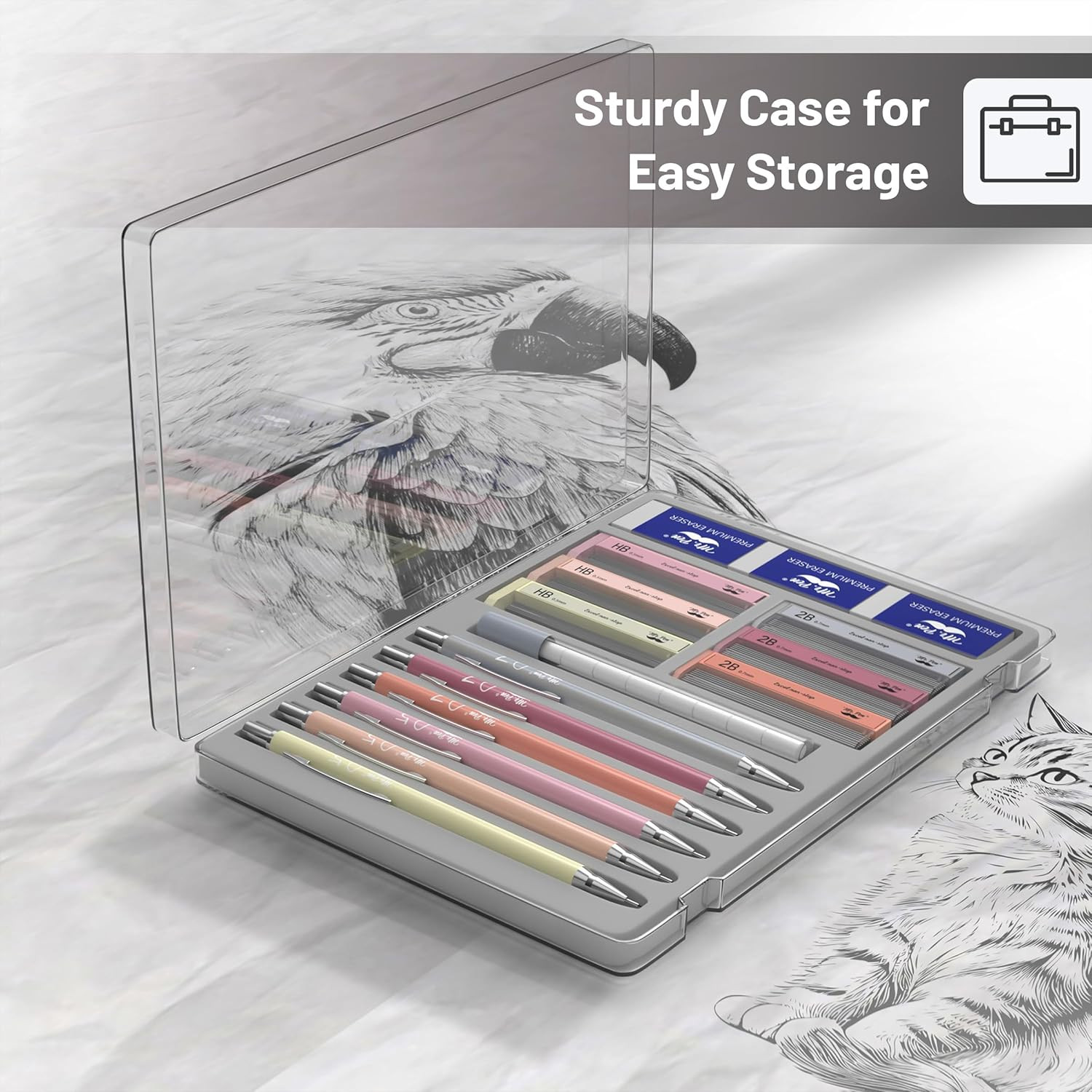 – Mechanical Pencil Set with Lead and Erasers Refills, 6 Pack, Boho Theme, 0.5Mm