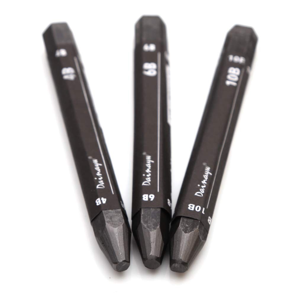 dainayw Graphite Stick Set – Water Soluble – 4B 6B 1 Count (Pack of 3), Black