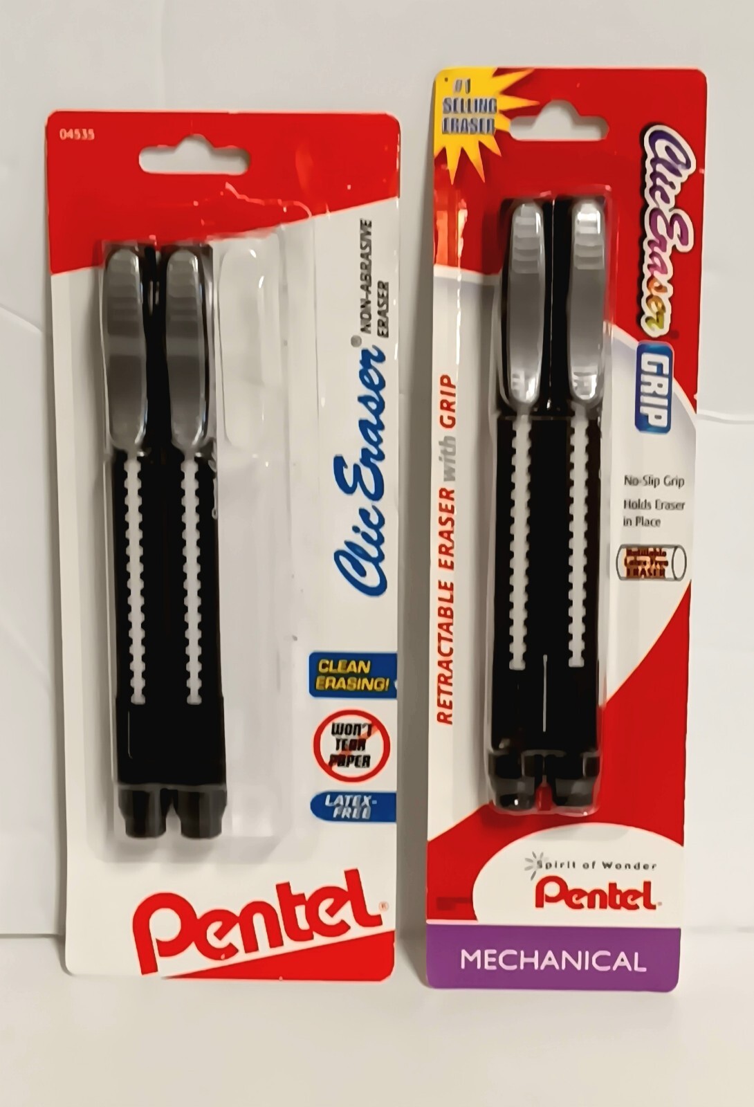 PENTEL 4 Pc Clic Eraser Retract GRIP ZE21 Lead Pencil Latex Free READ NEW OTHER