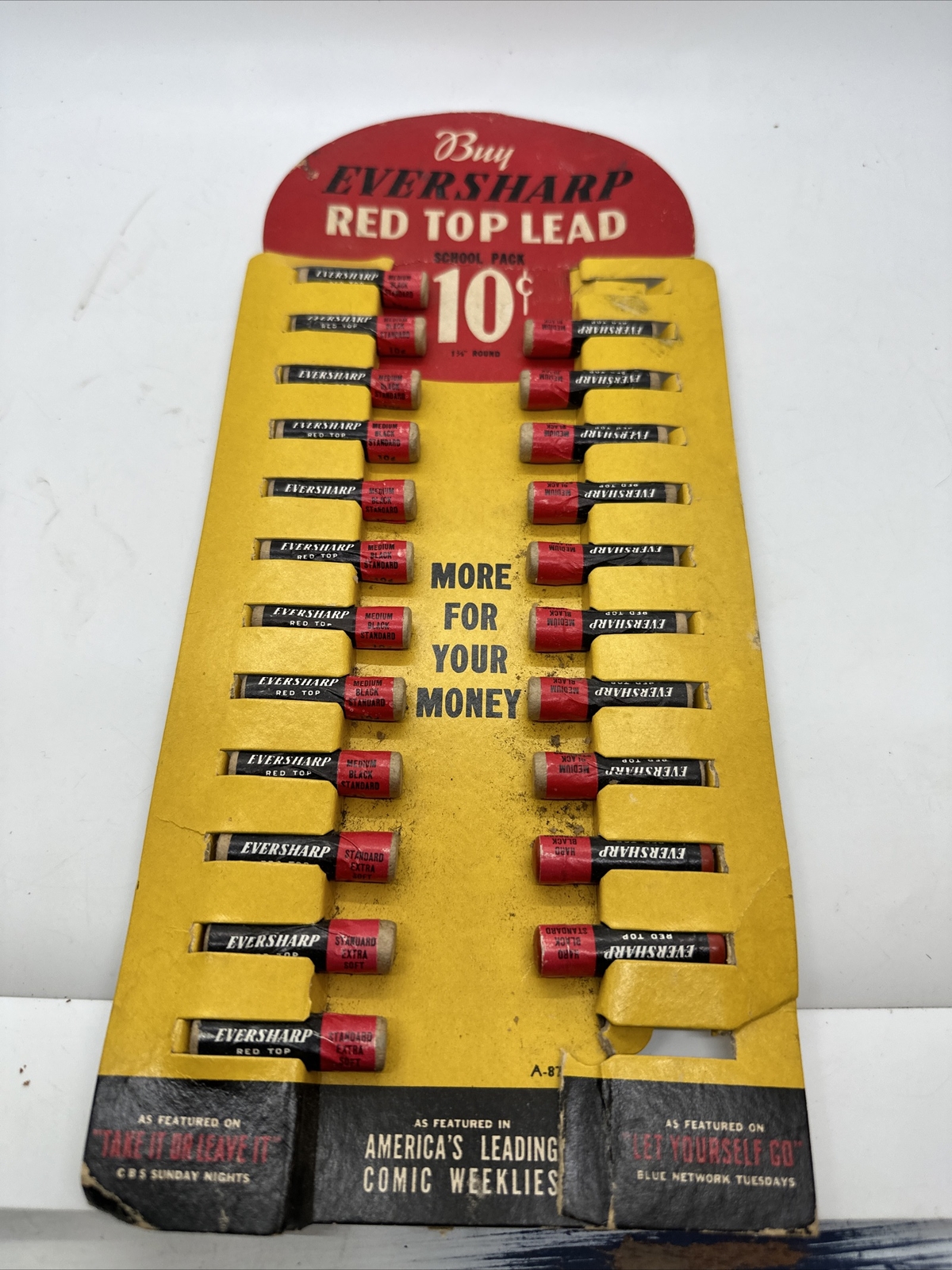 Vintage Eversharp Red top pencil lead School Pack Store Display 10 Cent