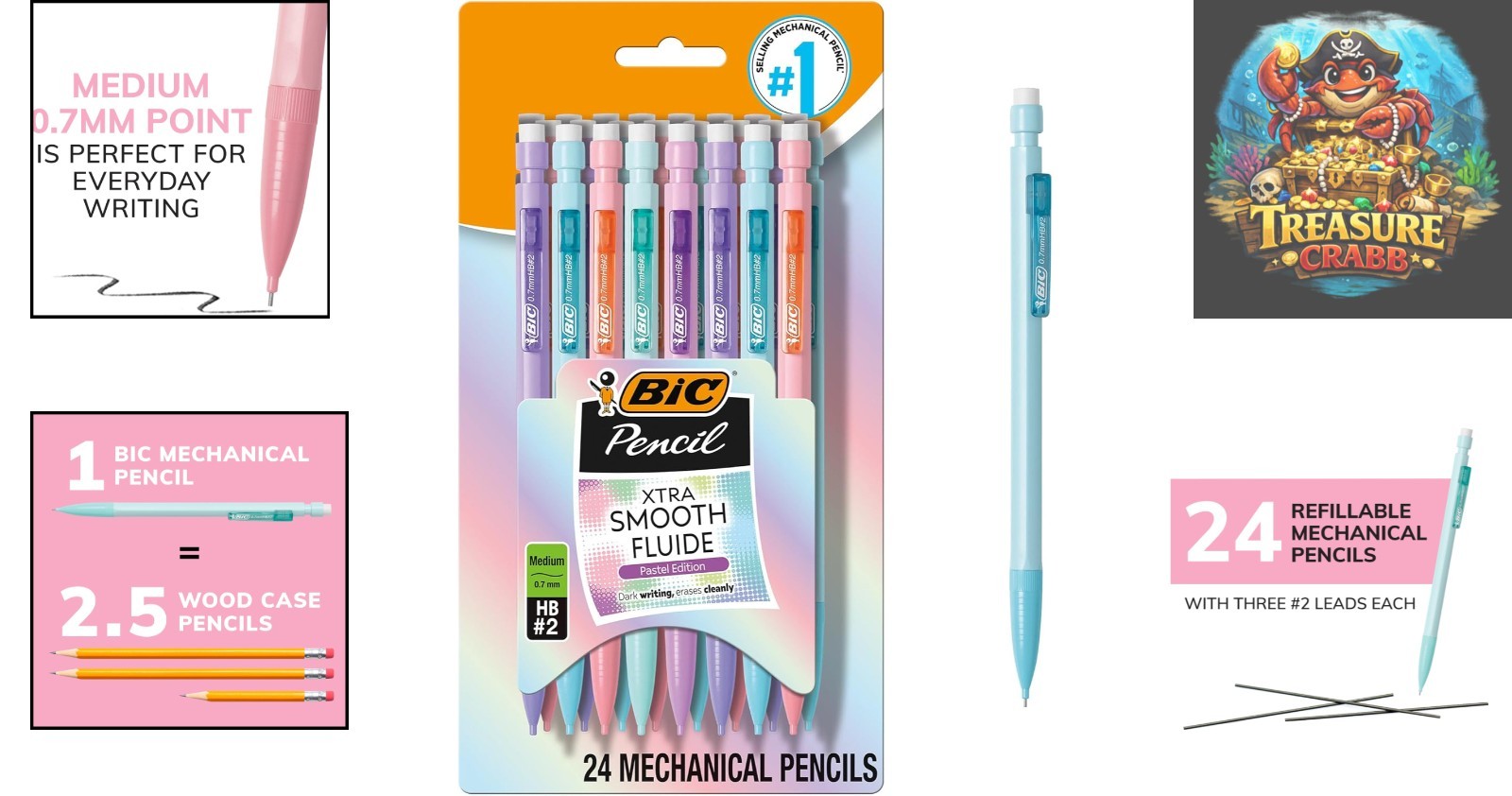 Effortless Writing with Xtra-Smooth 0.7mm Pastel Mechanical Pencils & Erasers