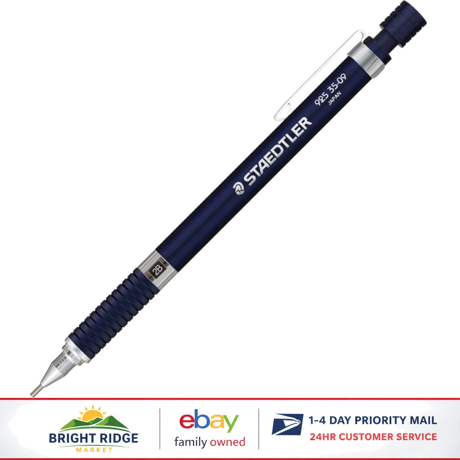 0.9mm Mechanical Pencil with Retractable Tip and Fine Blue Graphite Lead