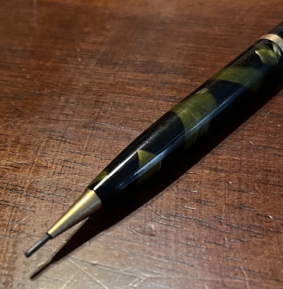 Vintage Sheaffer’s Balance Mechanical Pencil Green Marble Celluloid Art Deco 30s