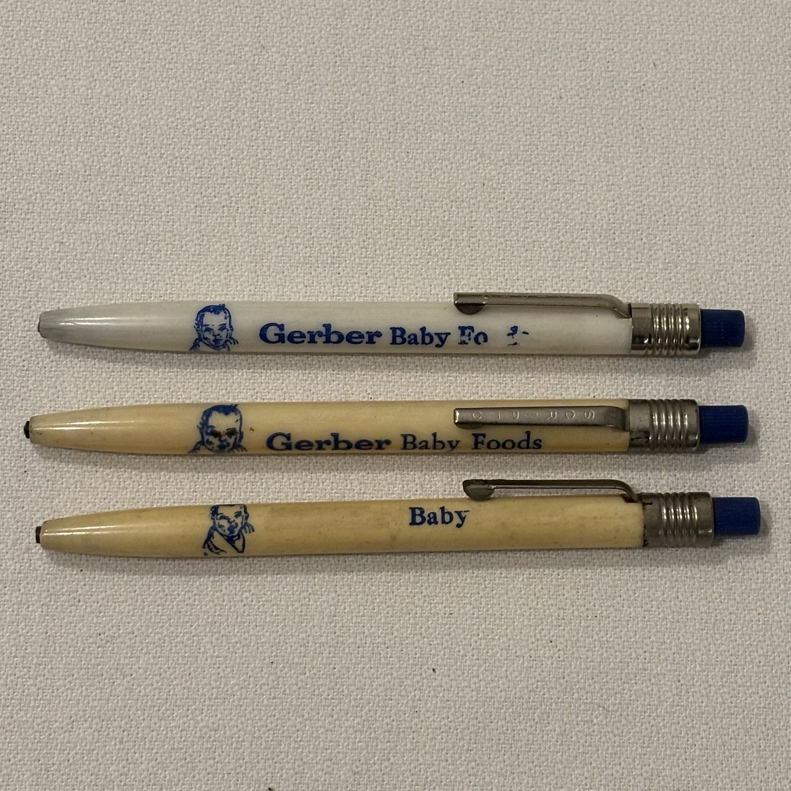 Vintage GERBER Baby Foods Mechanical Pencil Set Advertising Twist Top OLD LEAD