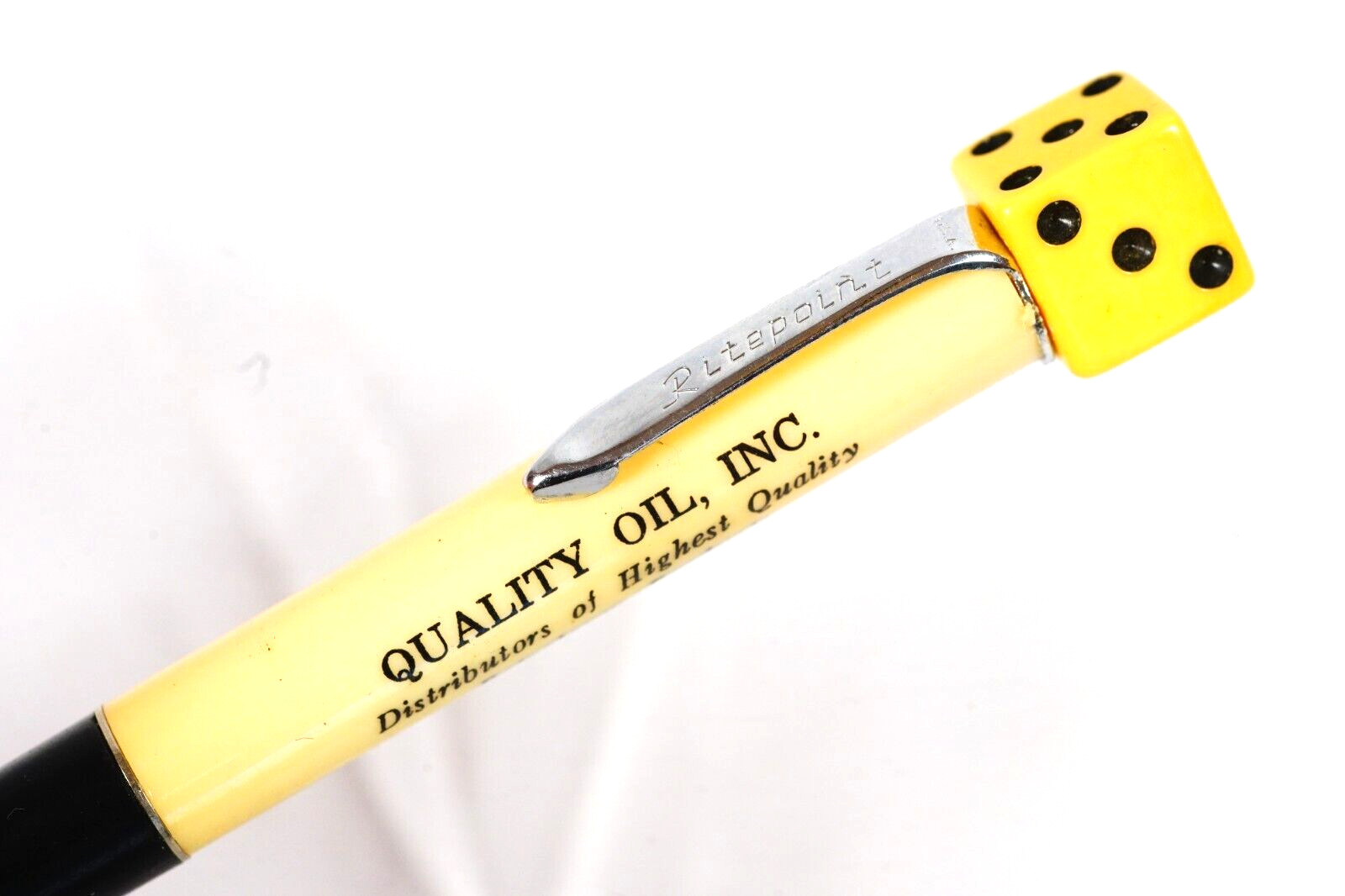 Quality Oil Inc Topeka Kansas Mid-Century Ritepoint Mechanical Pencil Dice Back