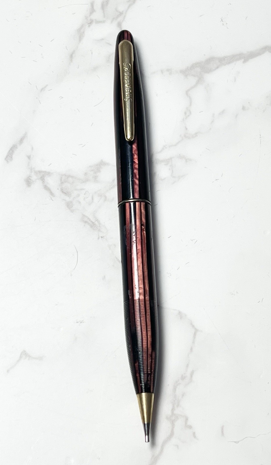Vintage Sheaffer Balance Mechanical Pencil Red Striated Celluloid USA