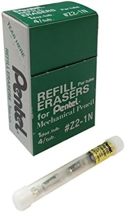 Pentel Refill Eraser for Mechanical Pencils, White, 12 Tubes, 4 Erasers Per Tube