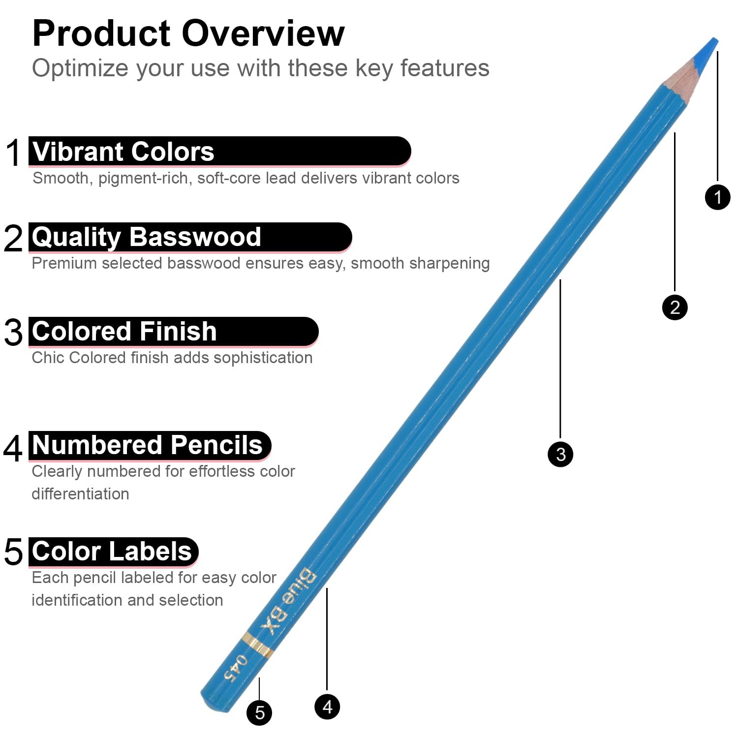 Hureny Colored Pencils for Adult Coloring 72 Count (Pack of 1), Multicolor