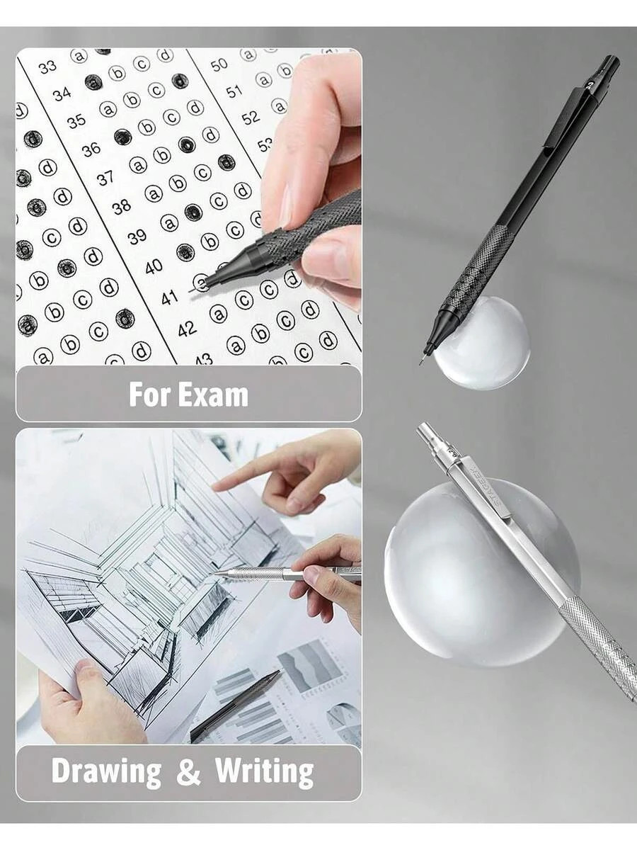 21PCS Metal Mechanical Pencil Art Lead 0.3 0.5 0.7 0.9 2mm Holder HB 2H/ 2B/ 4B