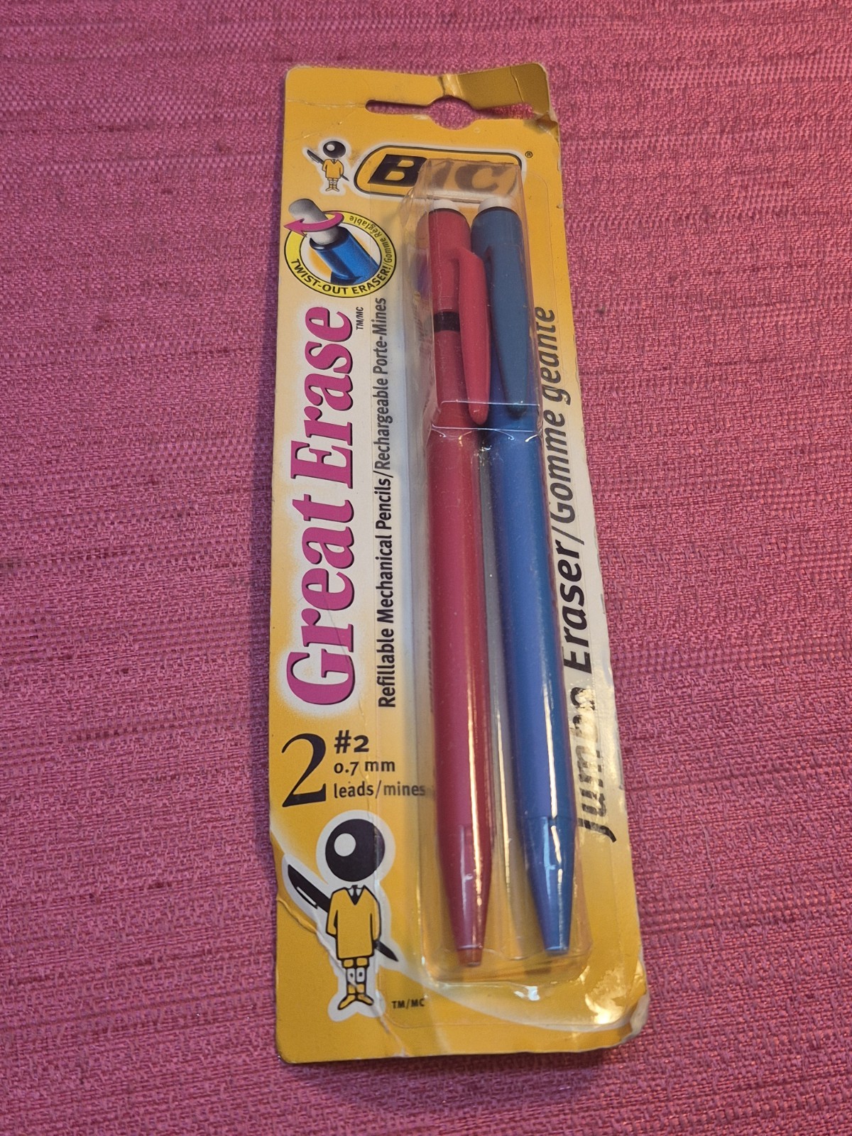 Vintage 1997 BIC Great Erase Mechanical Pencils 0.7mm 2 Pack Sealed Japan