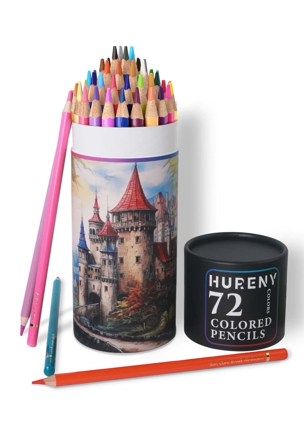 Hureny Colored Pencils for Adult Coloring 72 Count (Pack of 1), Multicolor