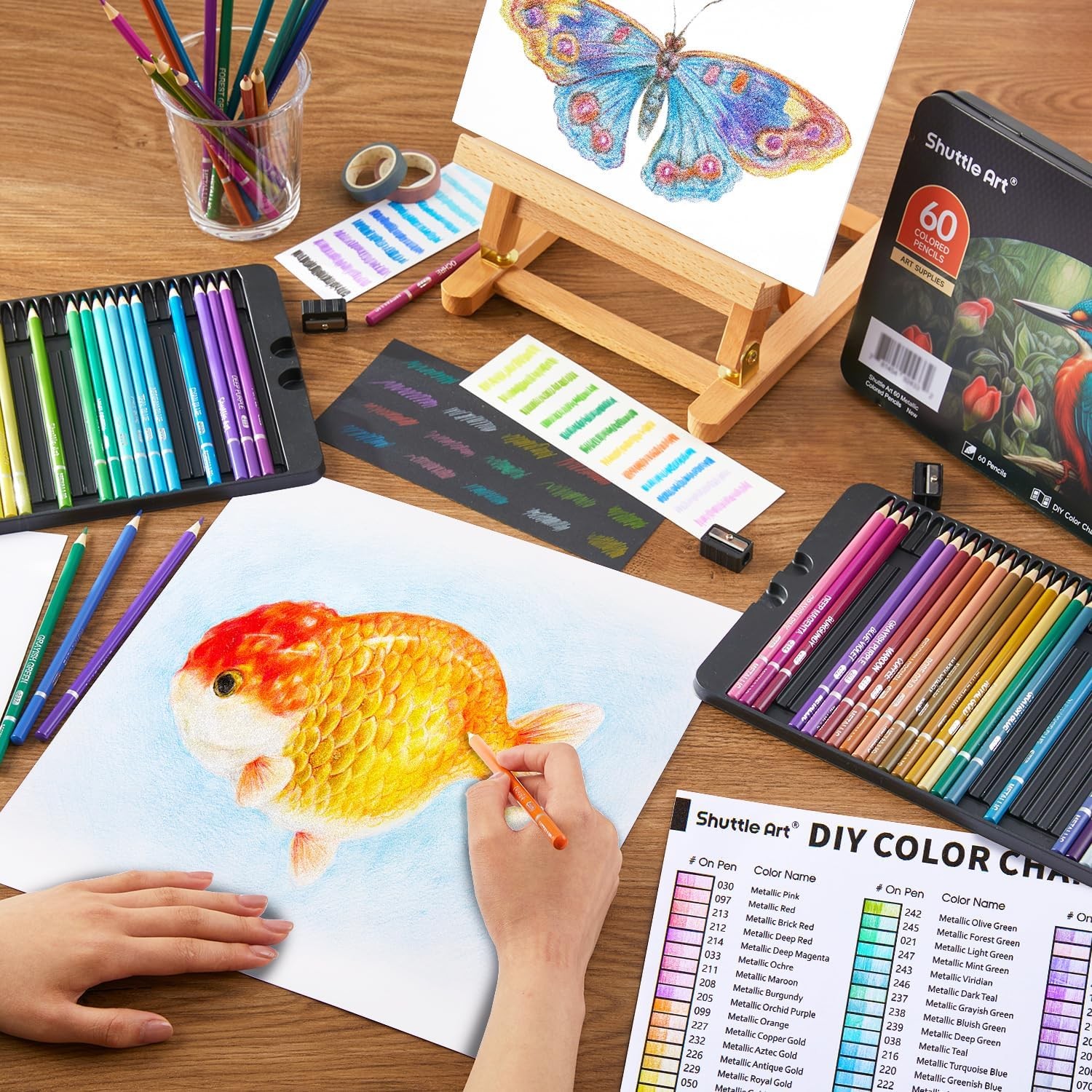 Shuttle Art 60 Metallic Colored 1 Count (Pack of 60), 60 Colors