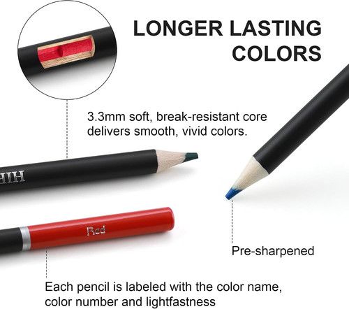 HIFORNY 80PCS Colored Pencils Set for Adults – 72 Soft Core Multicolor