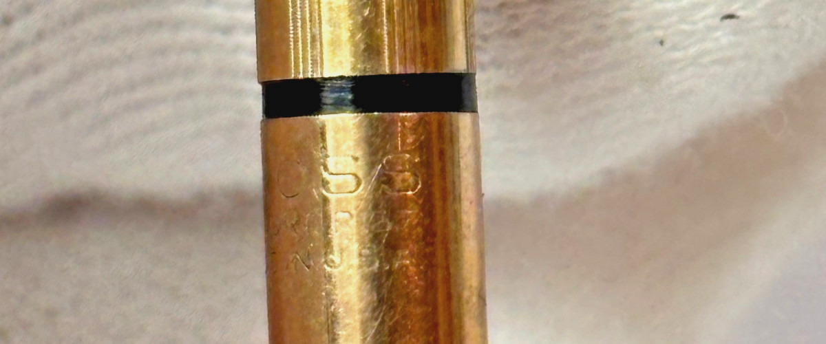Vtg Cross Mini 10kt GF Pencil On Ballou & Bass Retractable Chain Brooch