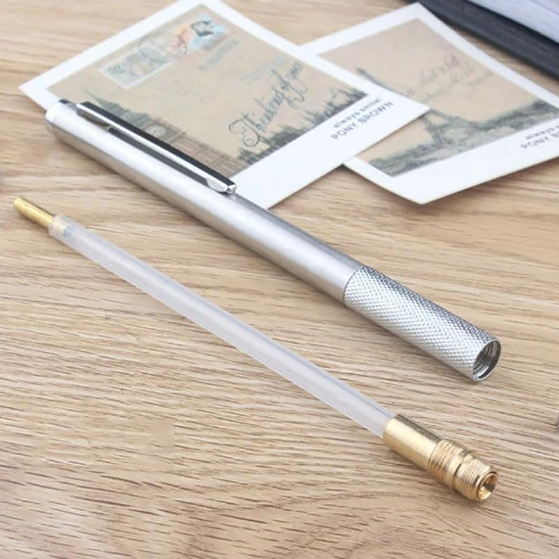 Silver Metal Mechanical Pencil Set, 2 Pencils + 2 Lead Refills + 2 Erasers, Mult