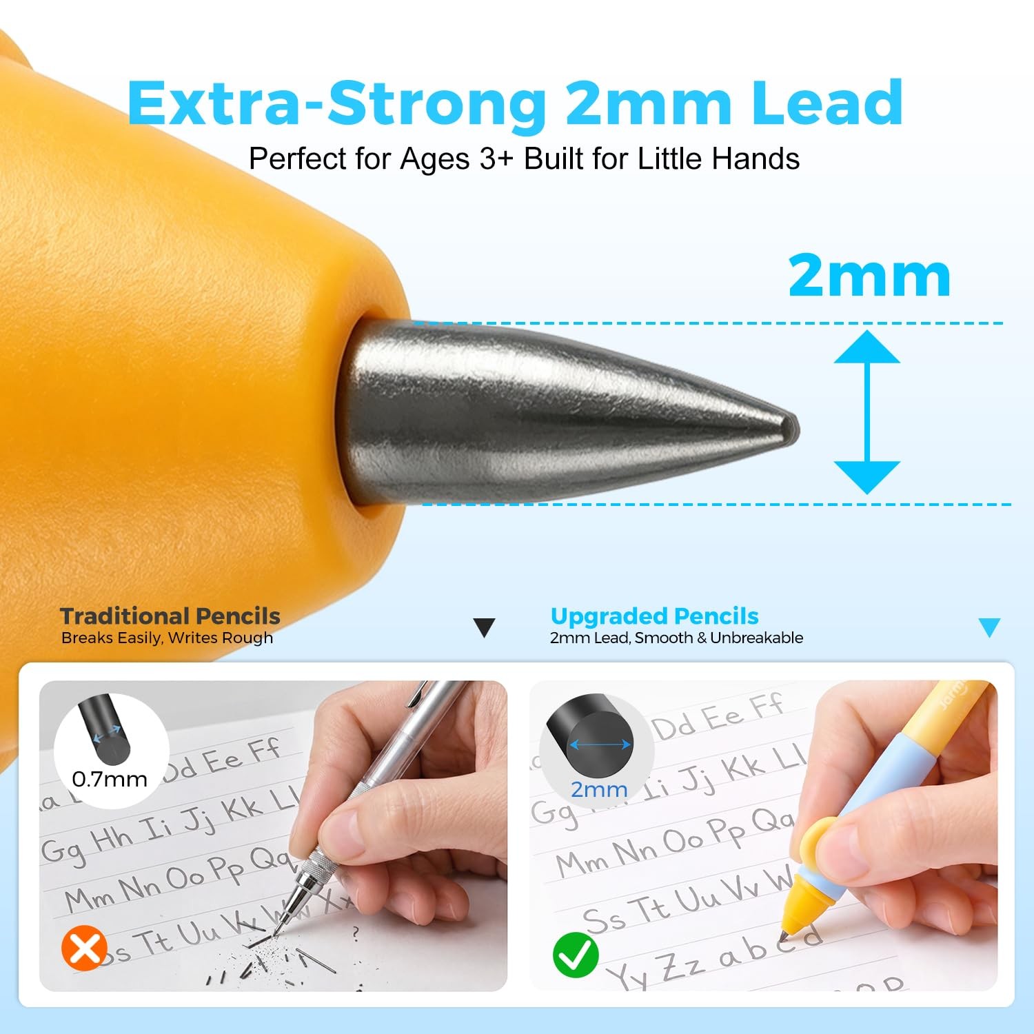 Sun Grips Mechanical Pencil Set Ergonomic Kids 2mm Lead Refills Erasers Cute