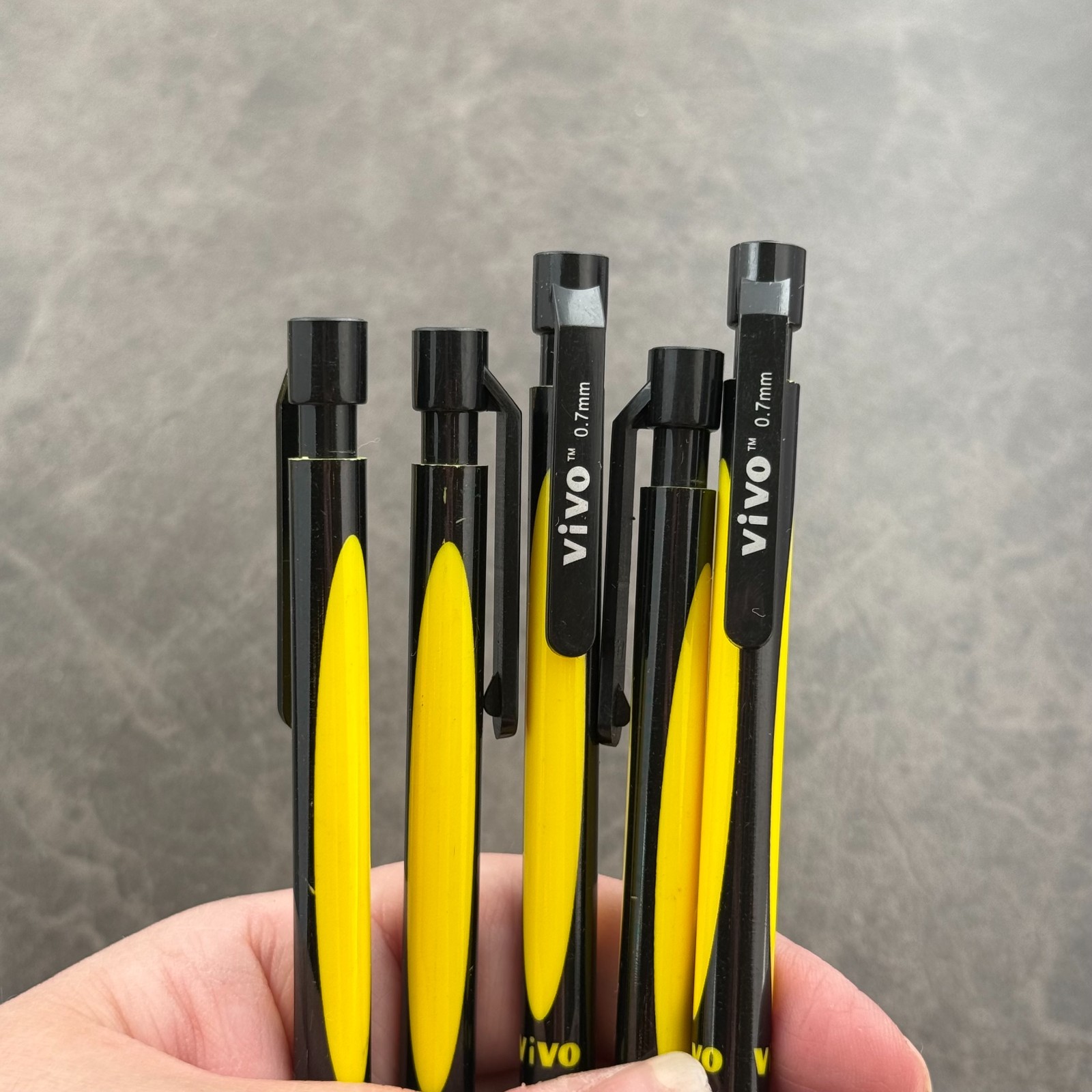 Vivo Mechanical Pencil Lot x9, Vintage Yellow & Black – 0.7mm Lead