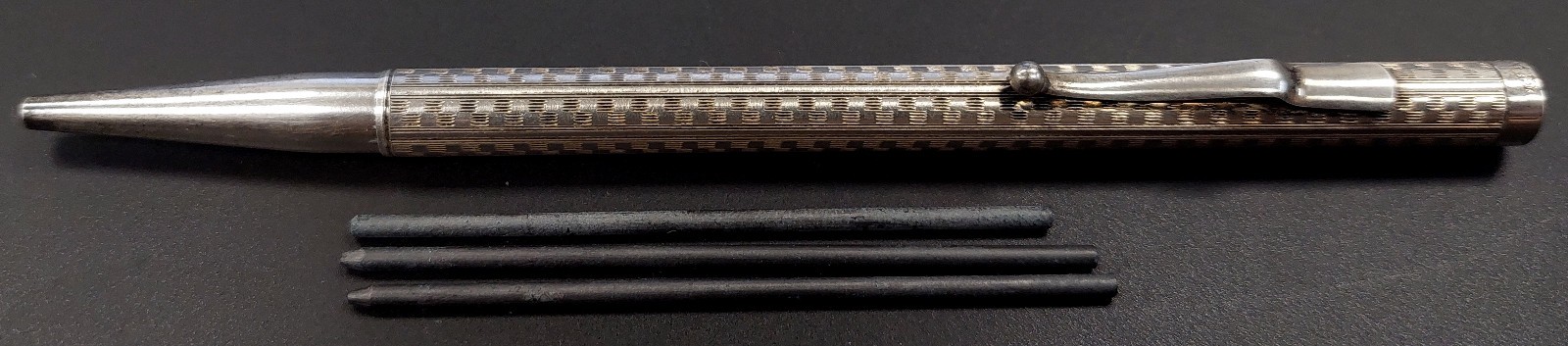 Edward Todd & Co. Sterling Silver 5″ pencil with 3 vintage refills! Works!