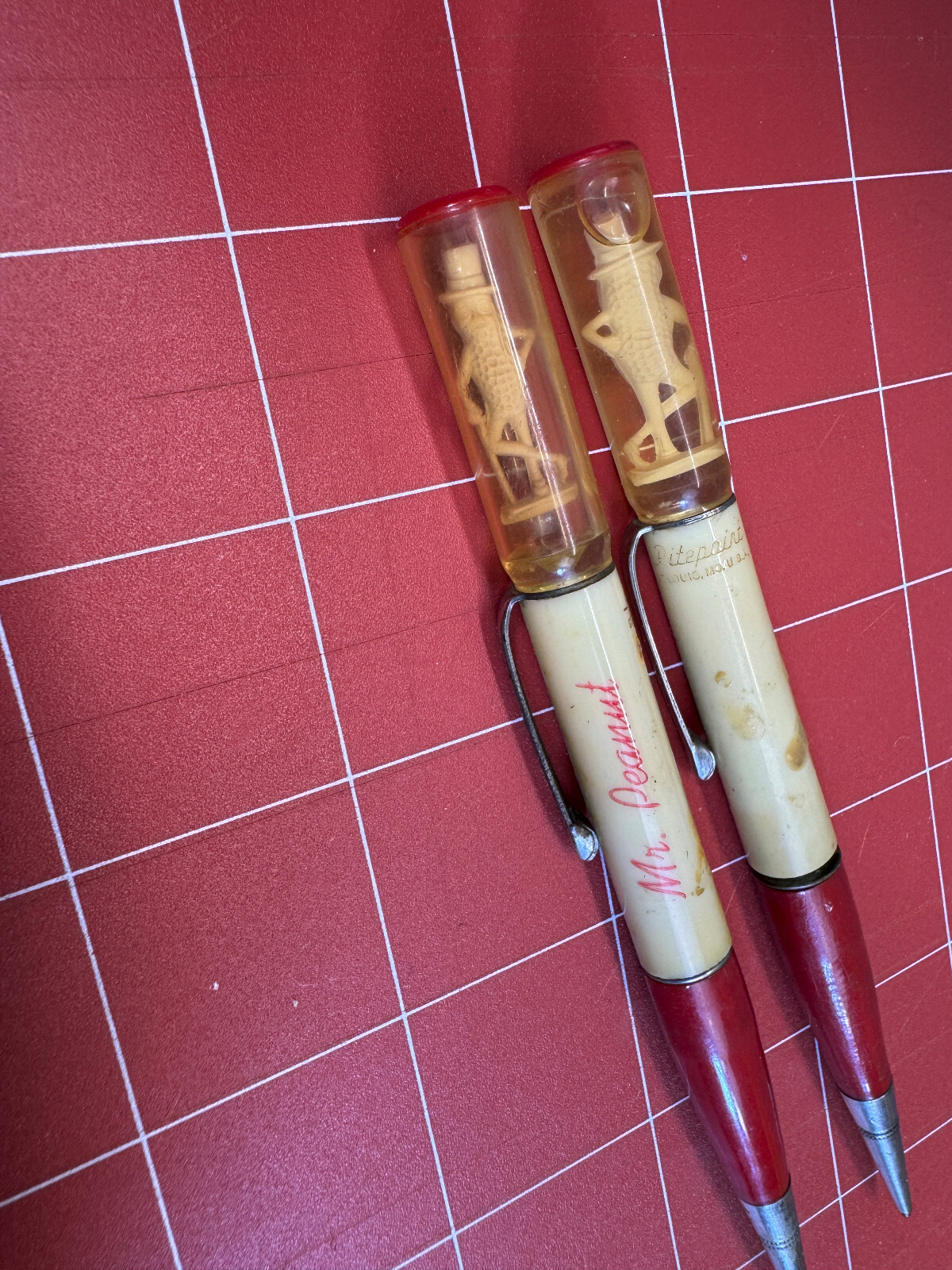 Lot of 2 Vintage Planters Mr. Peanut Mascot Advertising Mechanical Pencil