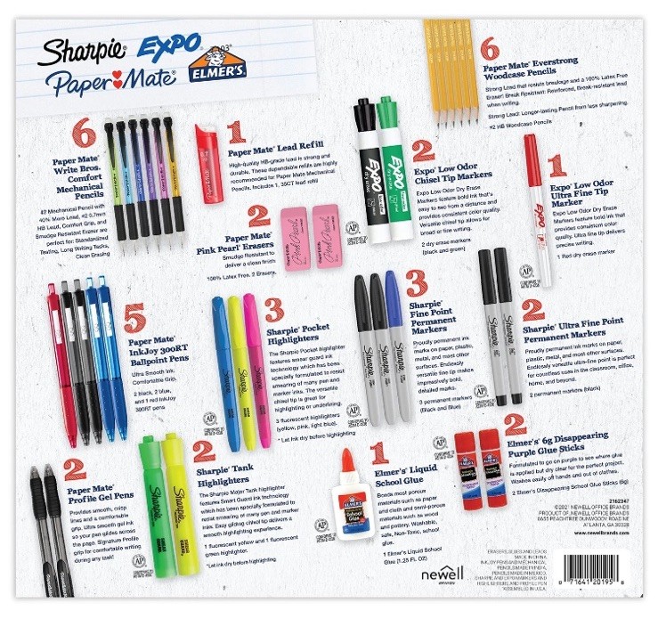 Supplies Kit, Highlighters, Mechanical Pencils, Glue Sticks, Erasers, Etc