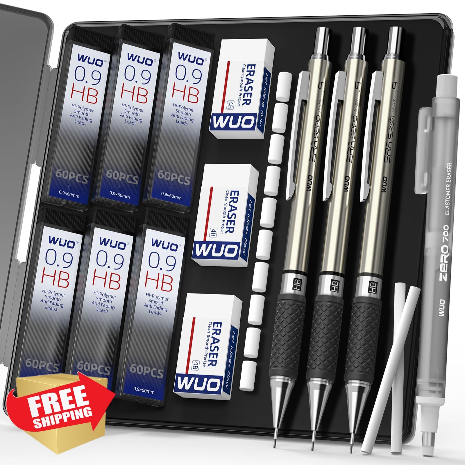 WUO 0.9mm Mechanical Pencil 3 Pack