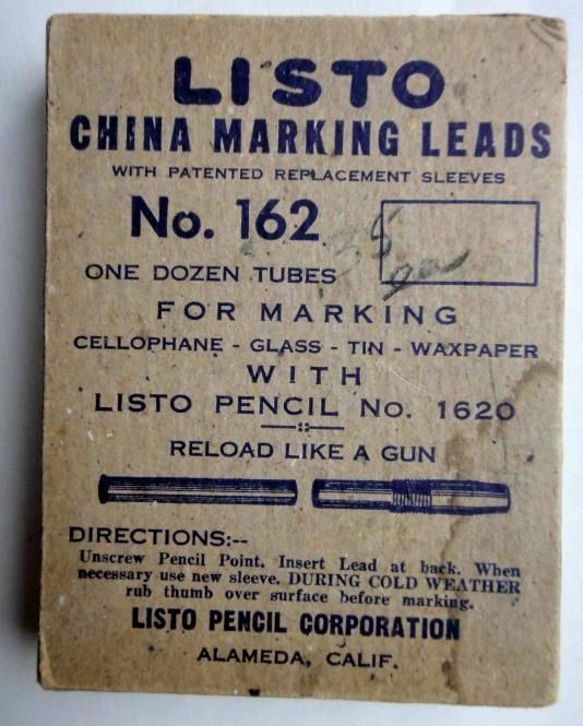 vintage FULL BOX,12 WOOD PKS,LISTO CHINA MARK LEAD~OLD