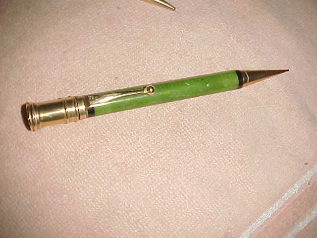 1920s PARKER JADE GREEN DUOFOLD Sr PENCIL – 5 3/4″ – GF DERBY – PARKER IMPRINT