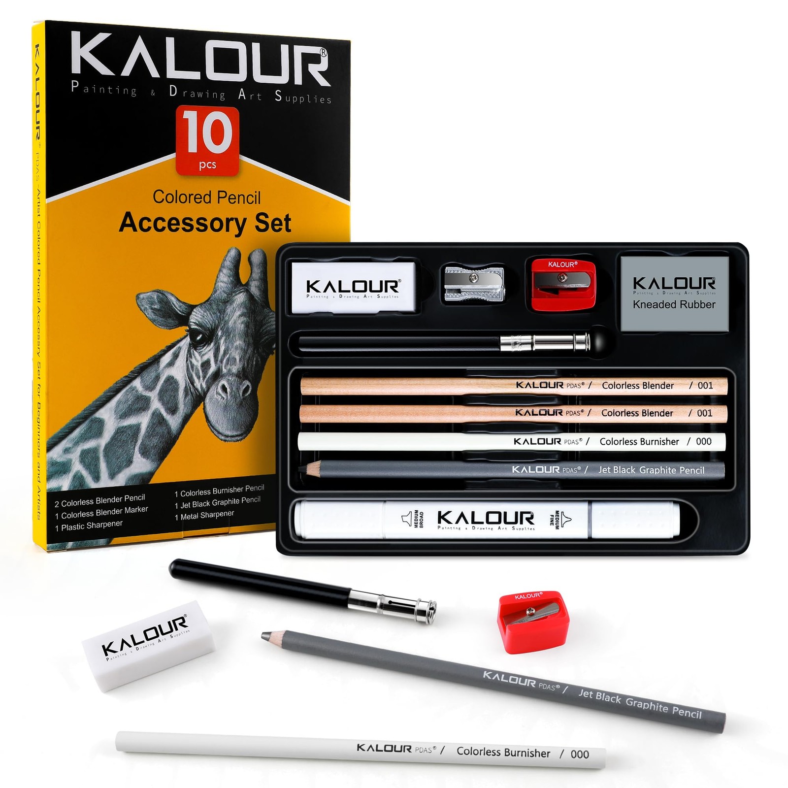 KALOUR Colored Pencil Accessory 10 Count (Pack of 1), Rainbow Multicolored