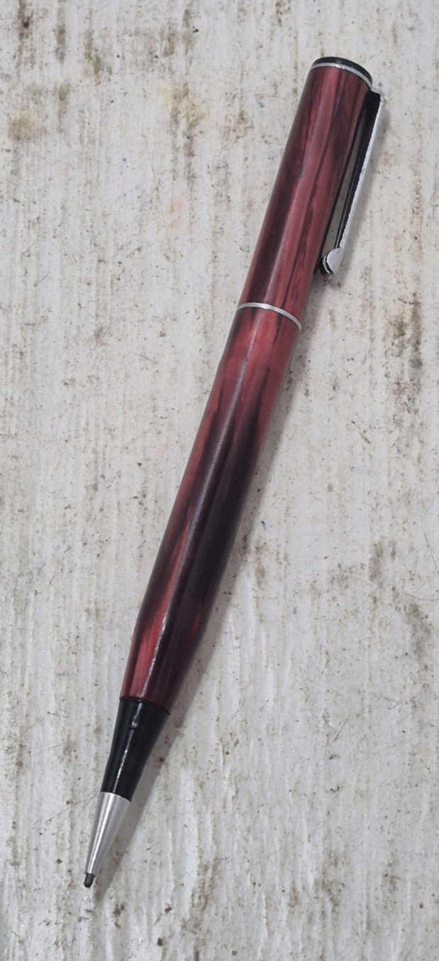 Vintage Mechanical Pencil Plastic Marbled Body Swirl Red Crimson & Black