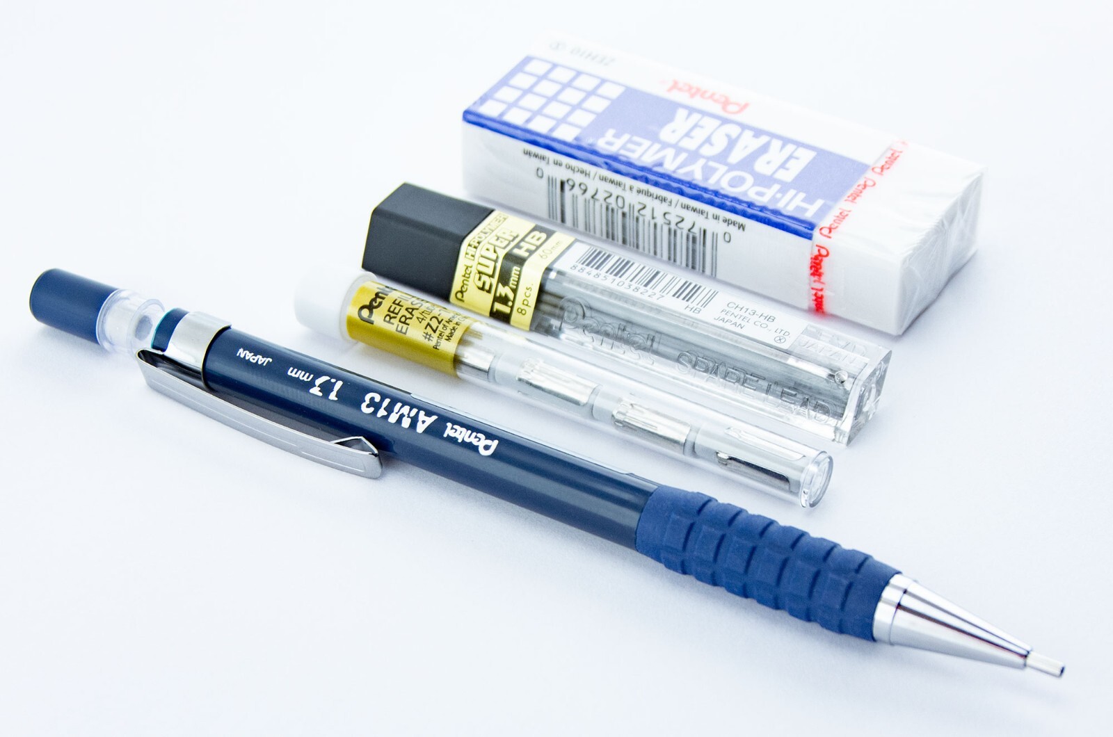 Pentel HD Heavy Duty 1.3mm Mechanical Pencil AM13 Lead & Refill Erasers Lot