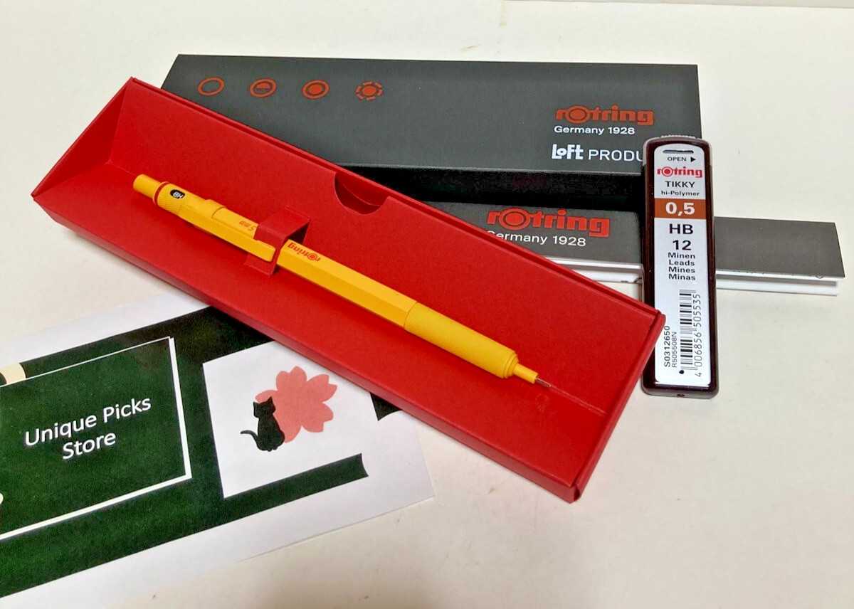 New Rotring 600 Yellow Mechanical Pencil 0.5 mm Loft Limited Color With lead