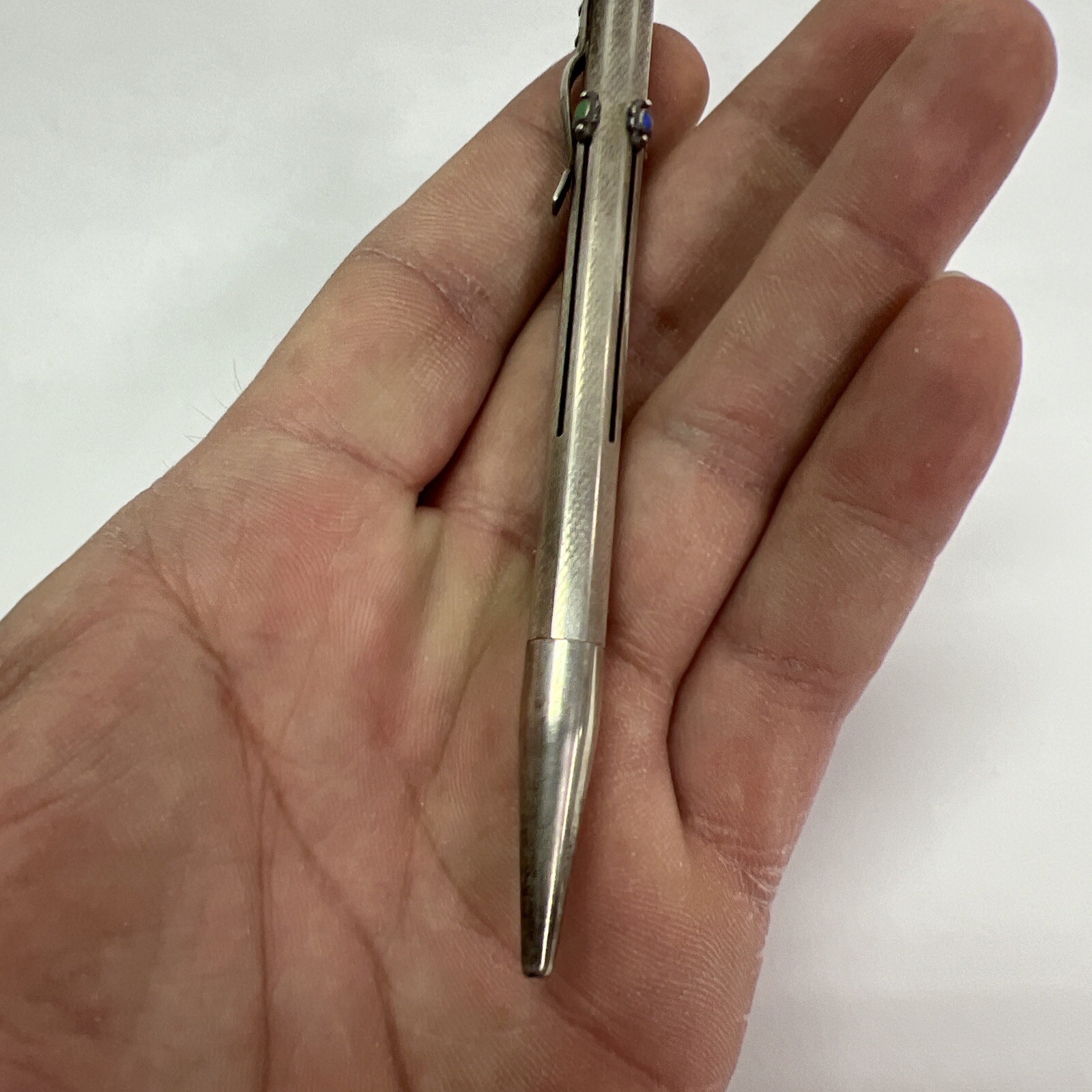 VINTAGE GOLDFINK MECHANICAL 4 COLOR PENCIL 900 SOLID SILVER AND ENAMEL