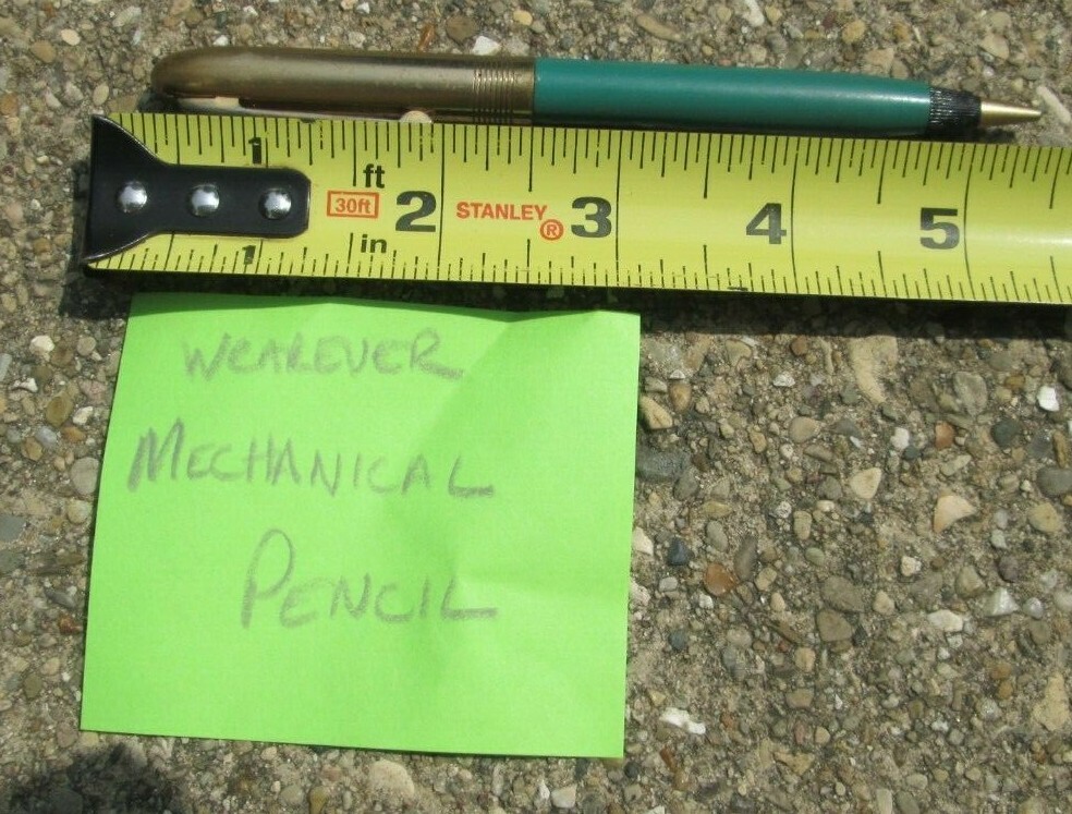 Vintage Wearever USA Mechanical Pencil Gold tone Cap Green Plastic Body