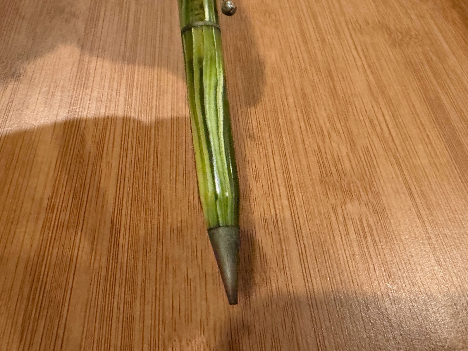 Vintage Green Striated Plastic or Celluloid Mechanical Pencil