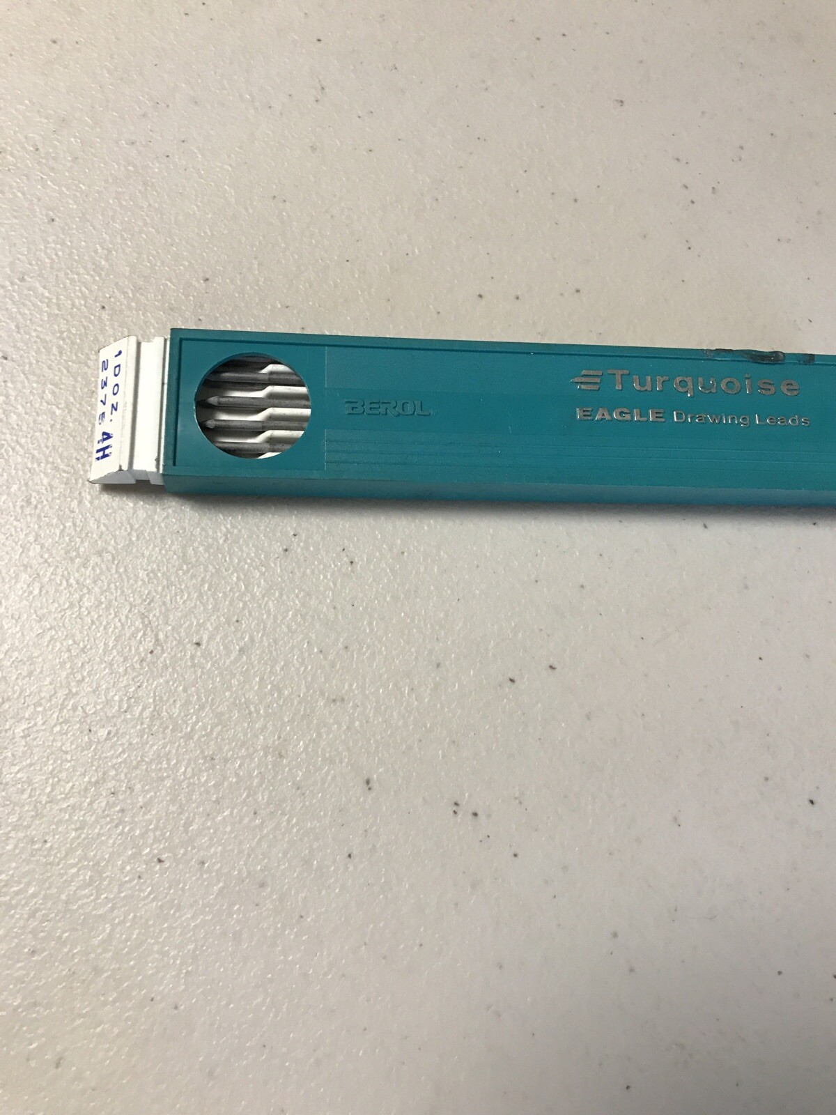 VINTAGE MECHANICAL PENCIL DESK BEROL TURQUOISE EAGLE 1 DOZEN DRAWING LEADS 4H