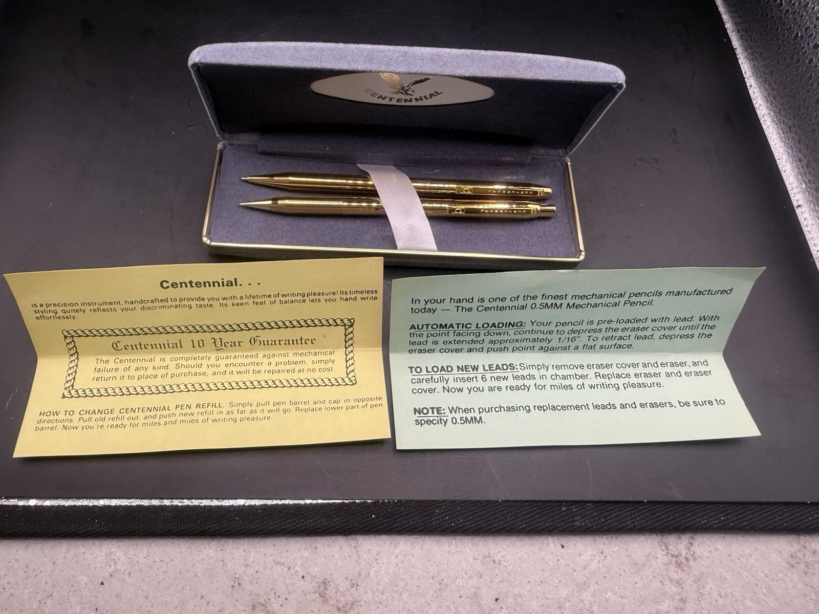 Centennial Mechanical Pencil & Pencil & Set Gray Velvet VTG READ