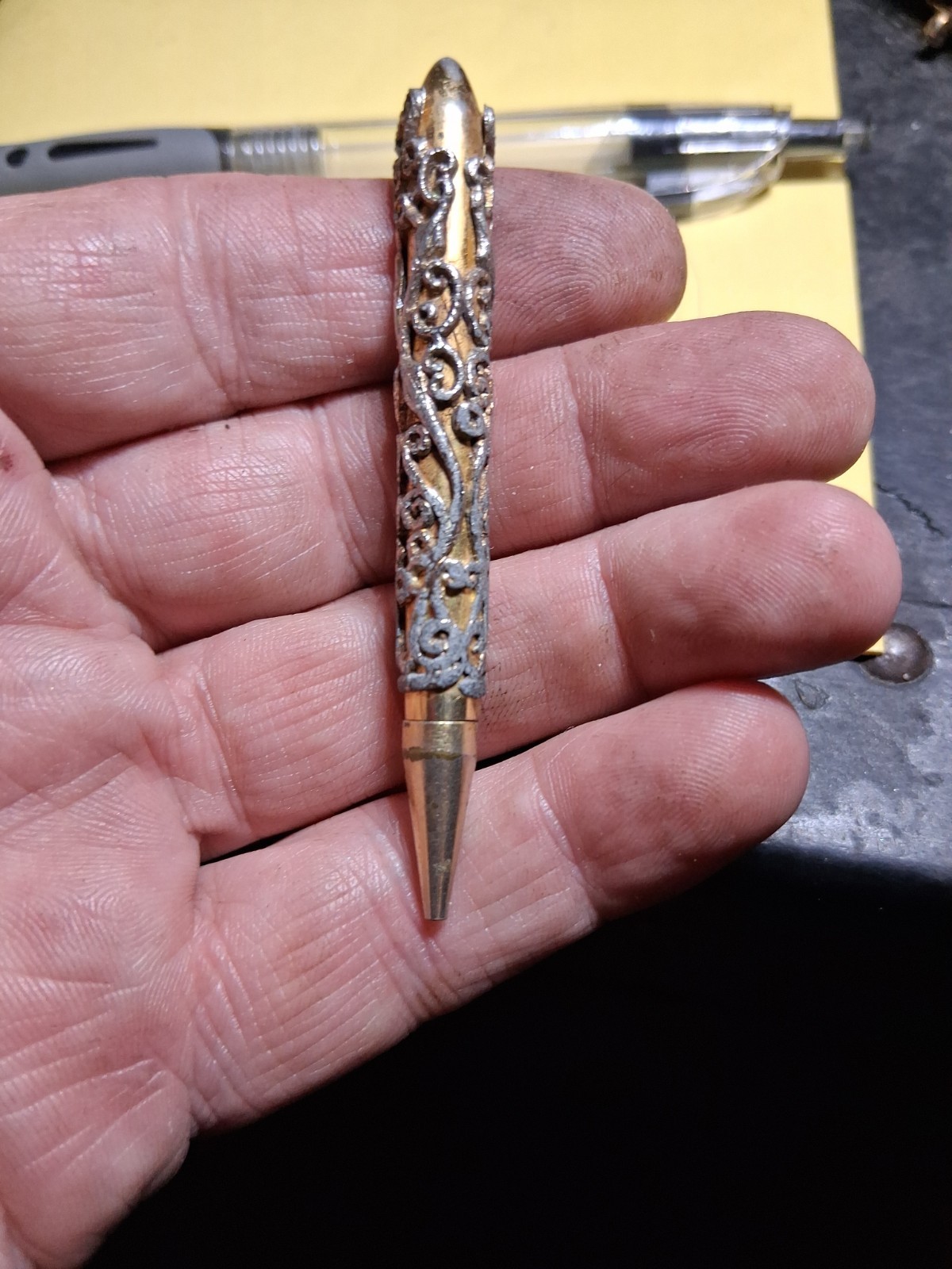 Vintage Mechanical Gold Tone Filigree Mini Pencil