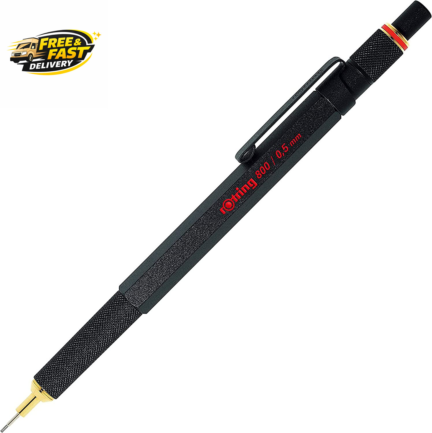 800 Retractable Metal Mechanical Pencil, 0.5Mm, Black Barrel – for Drafting, Eng