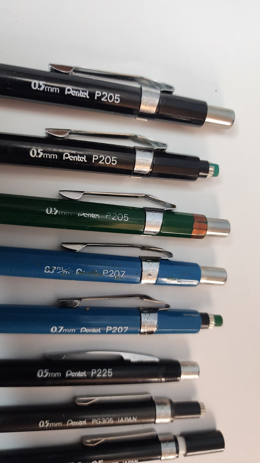 Vtg Pentel Mechanical Pencil Lot P205 P207 0.5 0.7 PG305 P225 A125 Japan