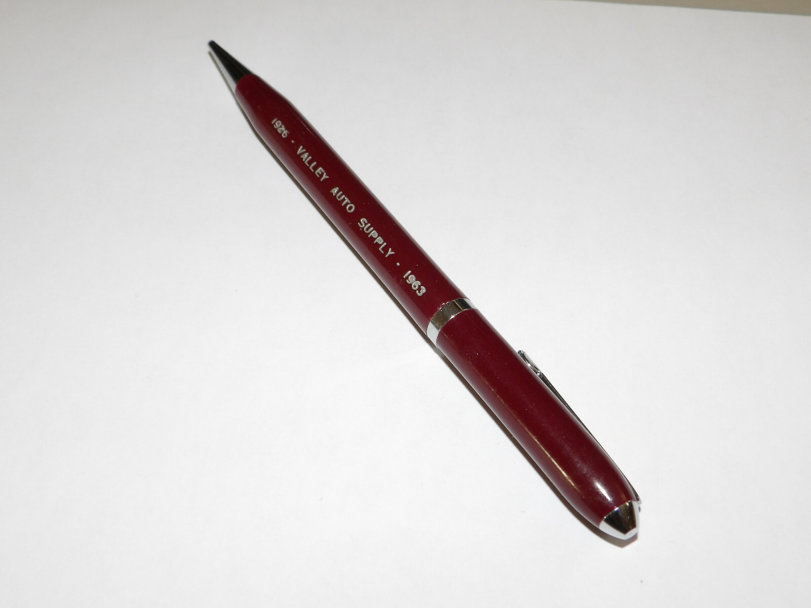 Vintage Perry Mechanical Pencil Chrome & Maroon – Valley auto sales ad pencil
