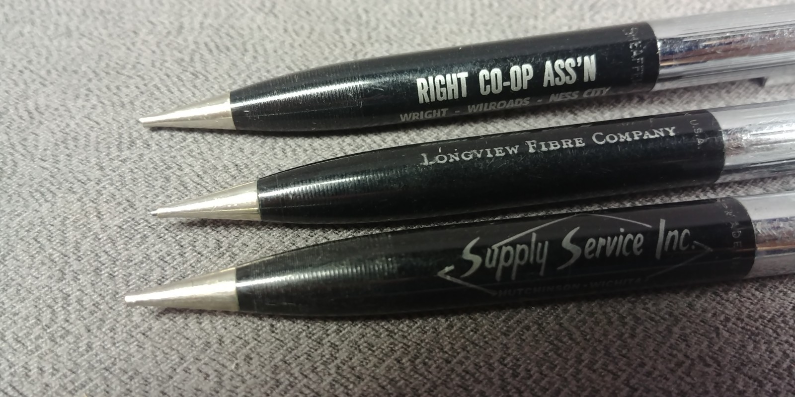 3 1950s+ Sheaffers Mechanical Pencil Right COOP Supply Service Longview Fibre