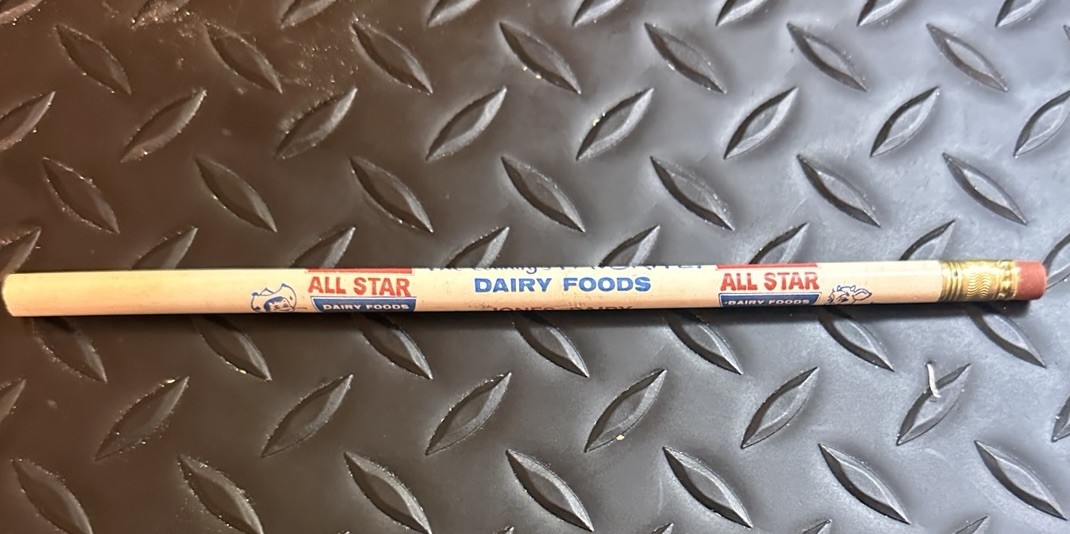 Jar 6 ALL STAR DAIRY FOODS Unsharpened pencil ‘Jones Dairy’