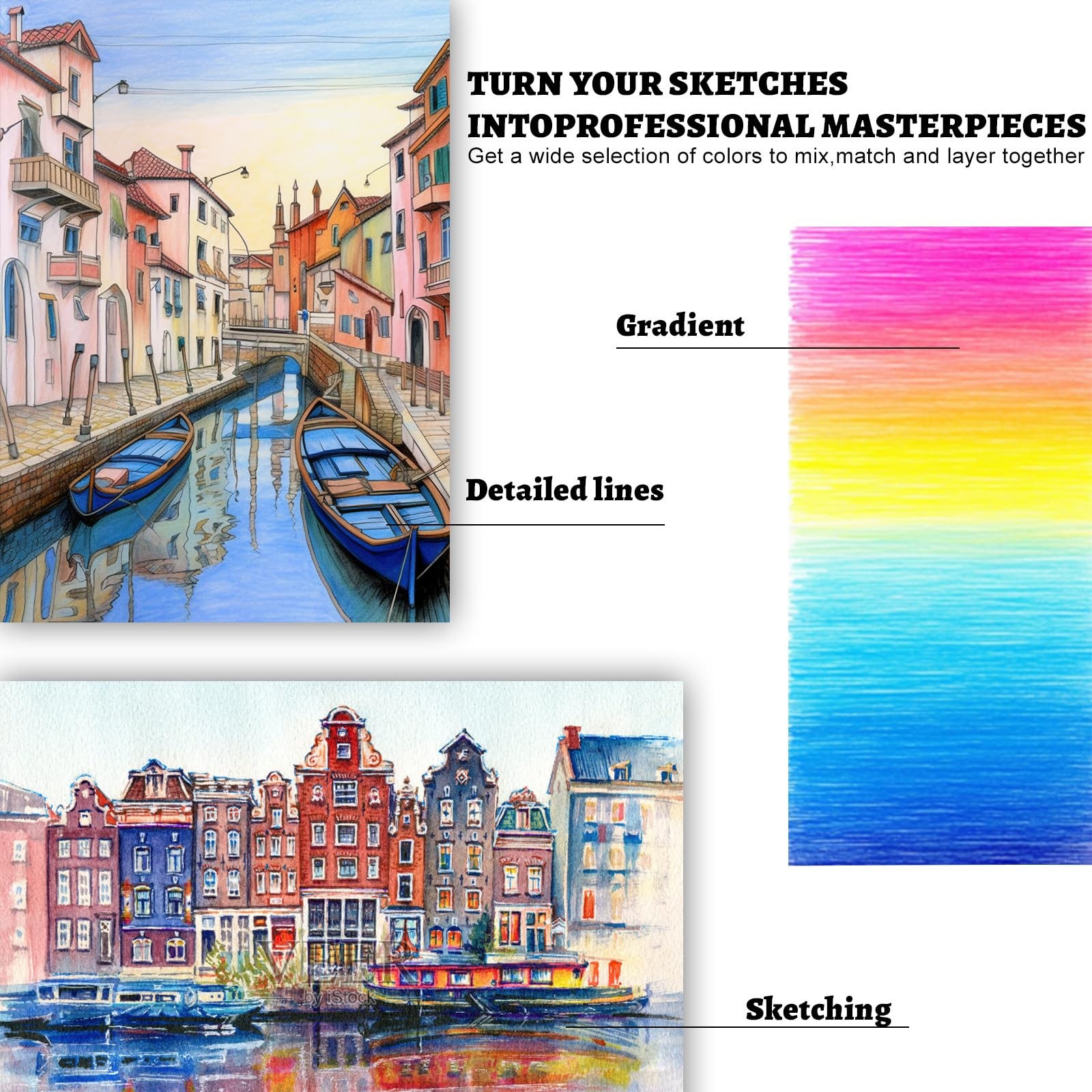 Hureny Colored Pencils for Adult Coloring 72 Count (Pack of 1), Multicolor