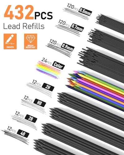 FourCandies 25PCS Art Mechanical Pencil Set with Case, 3PCS Metal Artist Lead
