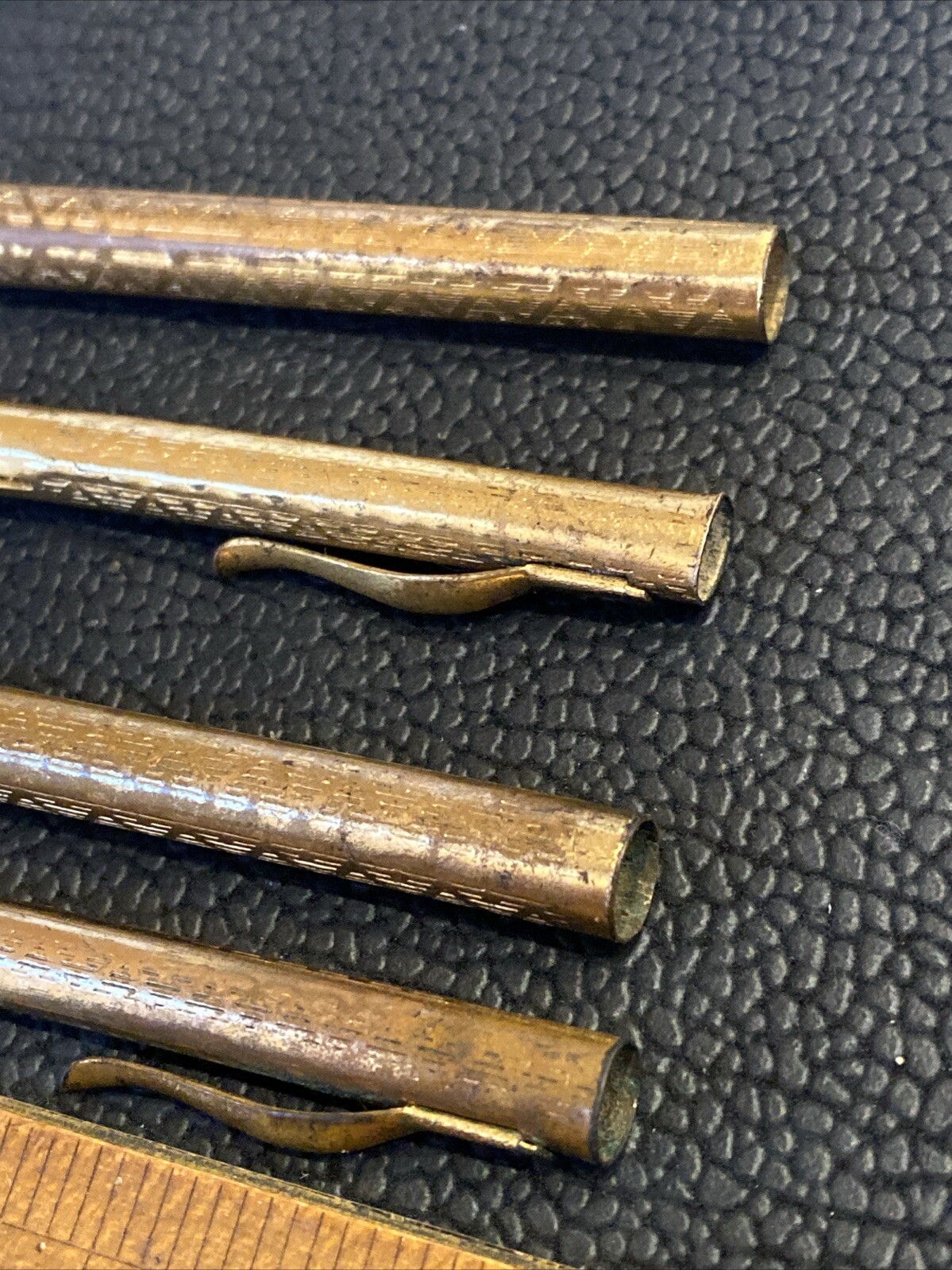 2 Early Telescoping Collapsible Fancy Gold Filled Mechanical Pocket Pencil AS IS