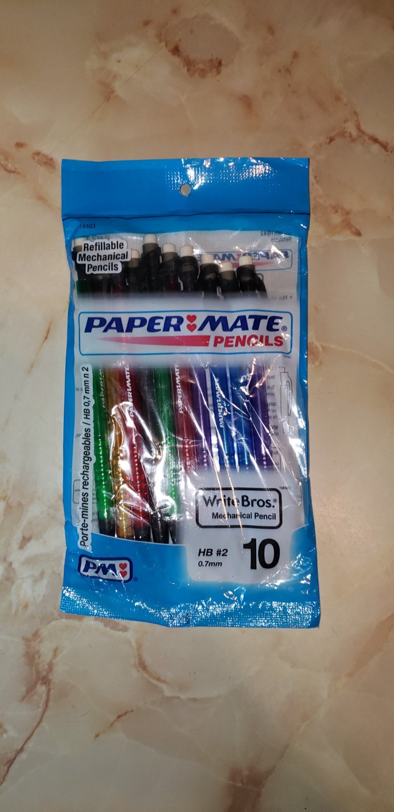 Paper Mate Write Bros Mechanical Pencils 0.7mm HB #2 Assorted Colors Pack of 10